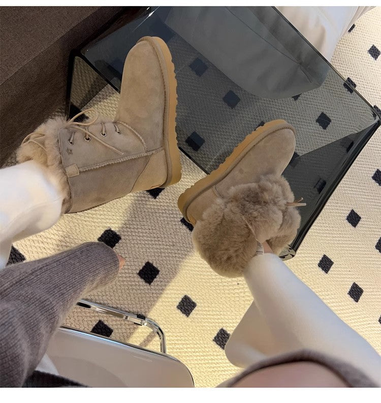 Women's Fur Winter Platform Fleece Lined Cotton Snow Boots