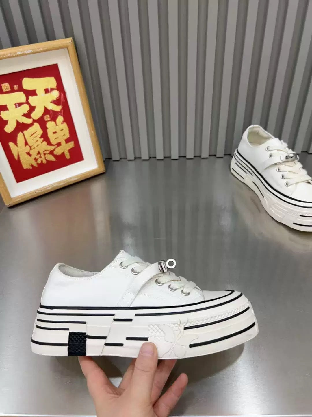 Korean Style Platform Western Versatile Elevator Women's Canvas Shoes