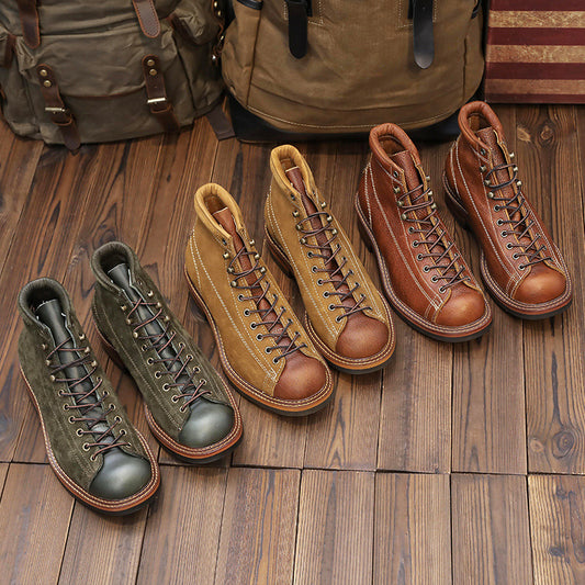 Women's & Men's Short Face Martin First Layer Cowhide Boots