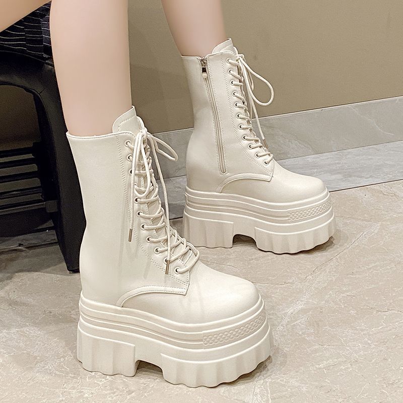 Hight Increasing Martin Female Comic Show Thick-soled British Style Slimming Boots
