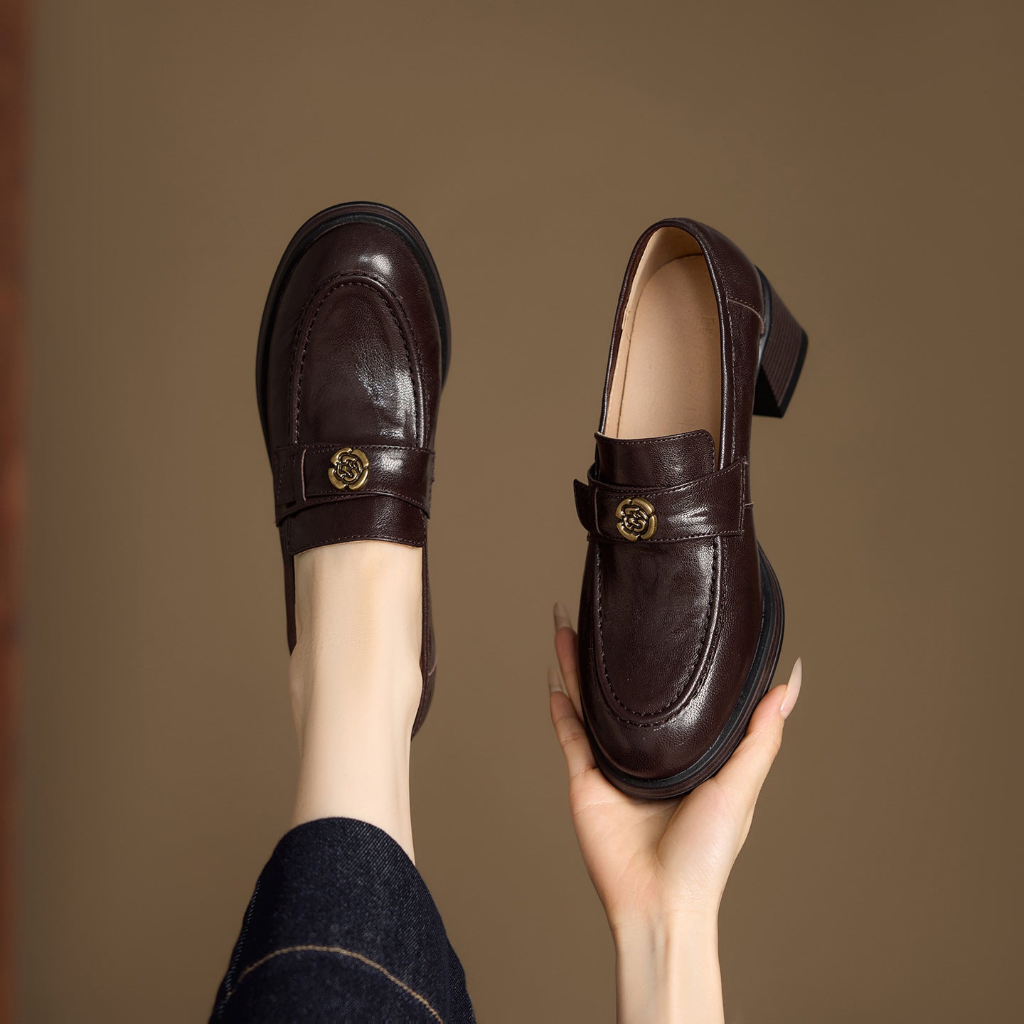 Women's Retro Autumn Genuine Fashion Elegant British Style Small Low-cut Leather Shoes