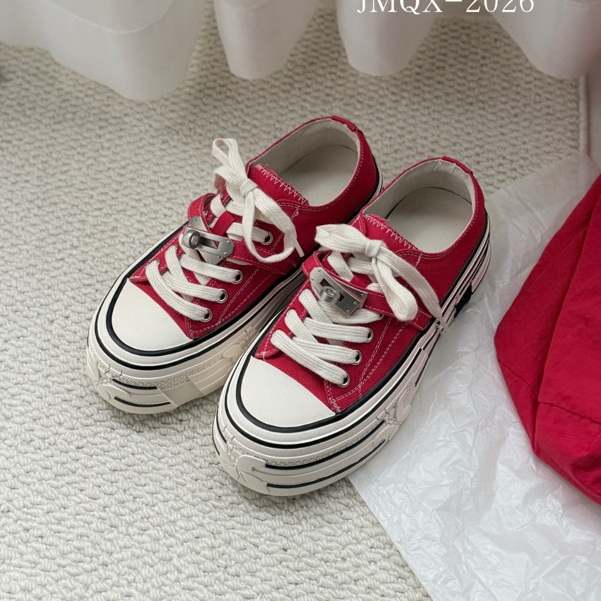 Women's Black Spring Thin Thick Bottom Increased Korean Style Women's Board Shoes