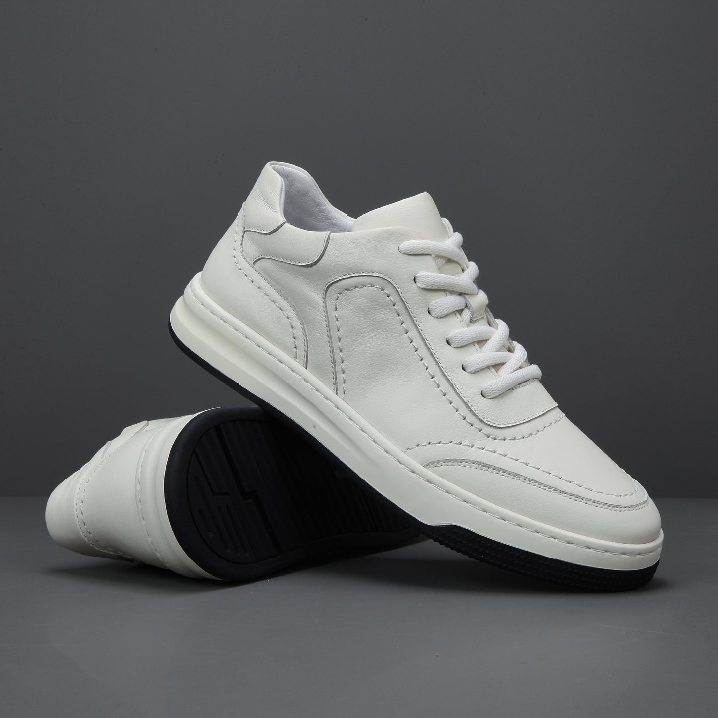 Men's First Layer Cowhide Foam Bottom White Sneakers