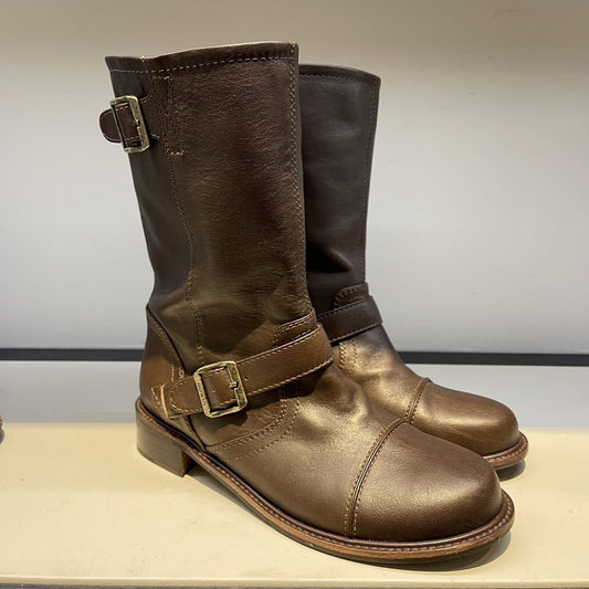 Women's Cowhide Sleeve Middle Martin Knight Boots