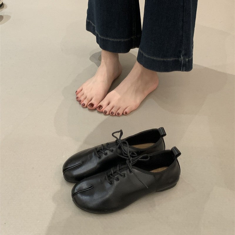 Women's Round Toe Trotter Split Flats Spring Minimalist Women's Fashion Shoes