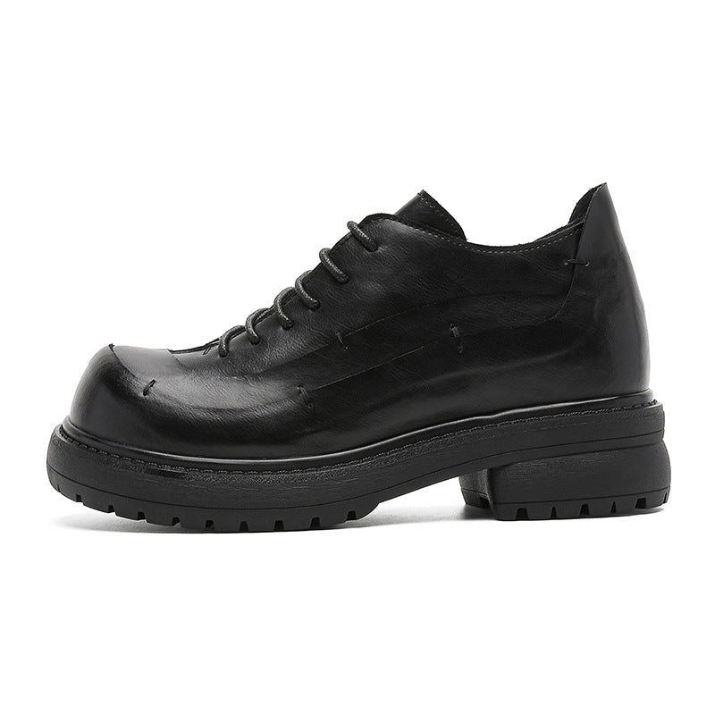 Men's Thick Bottom Derby Invisible Height Increasing Insole Niche Design British Men's Casual Leather Shoes