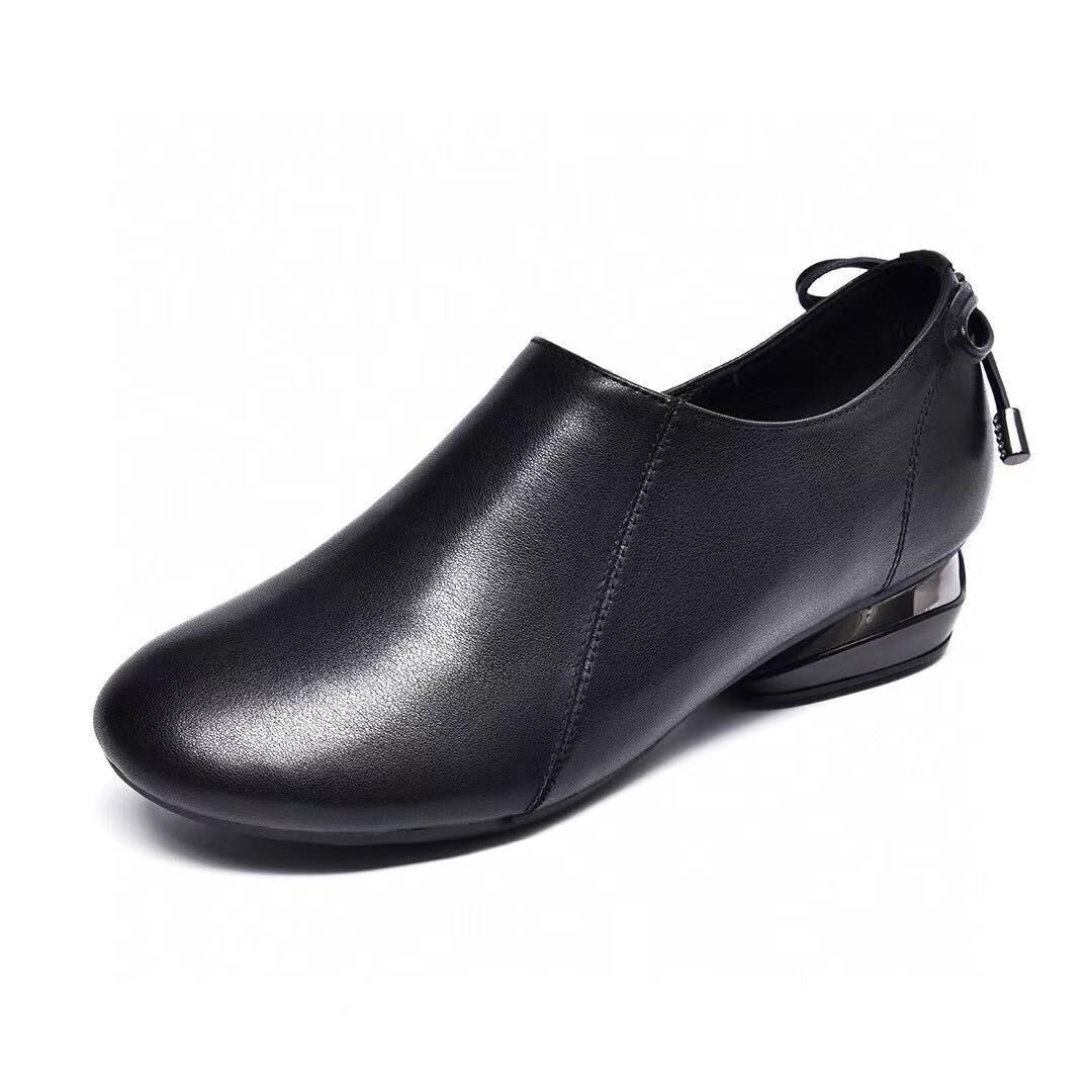 Genuine Round Toe Flat Bottom Bow Small Single-layer Soft Women's Casual Shoes