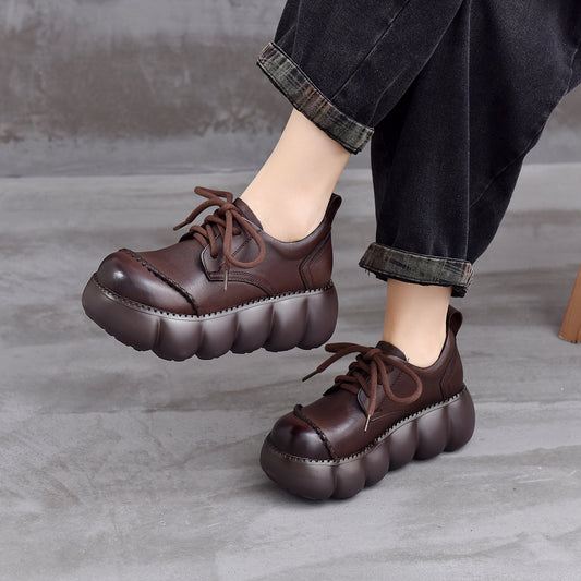 Women's Spring Genuine Muffin Thick Bottom Chunky Loafers