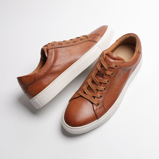 Men's Top Layer Cowhide Breathable Trendy Brown Men's Board Shoes