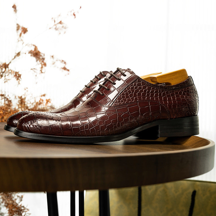 Fashion Men's British Brogue Green Carved Leather Shoes