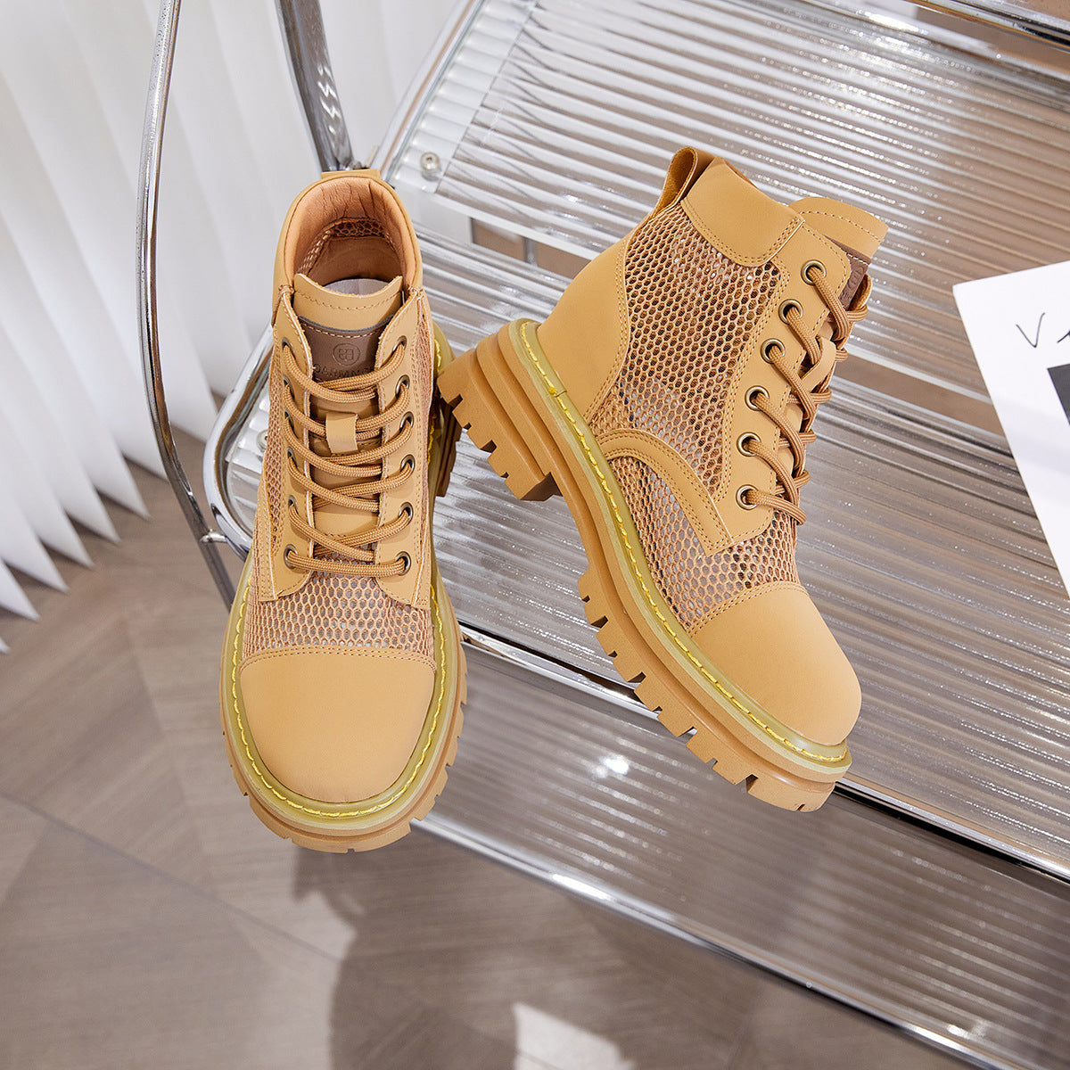 Women's Worker Summer Height Increasing Insole Martin Outdoor Boots