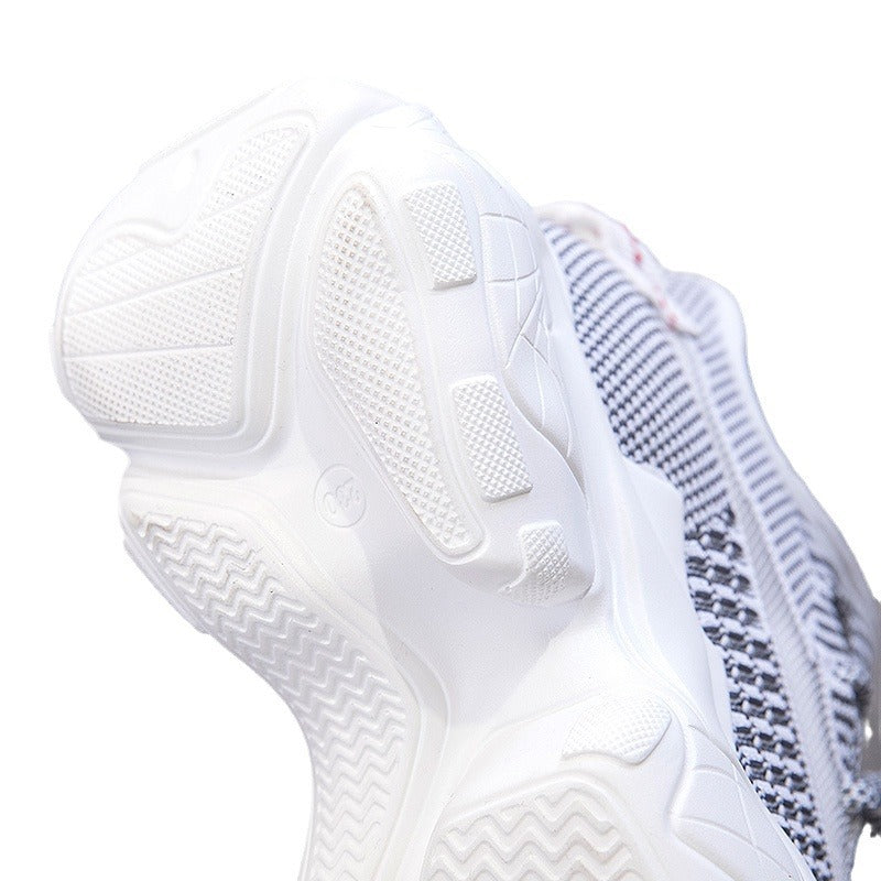 Women's Bottom Cutout Sky Firm Stitching White Black Angel Height Casual Shoes