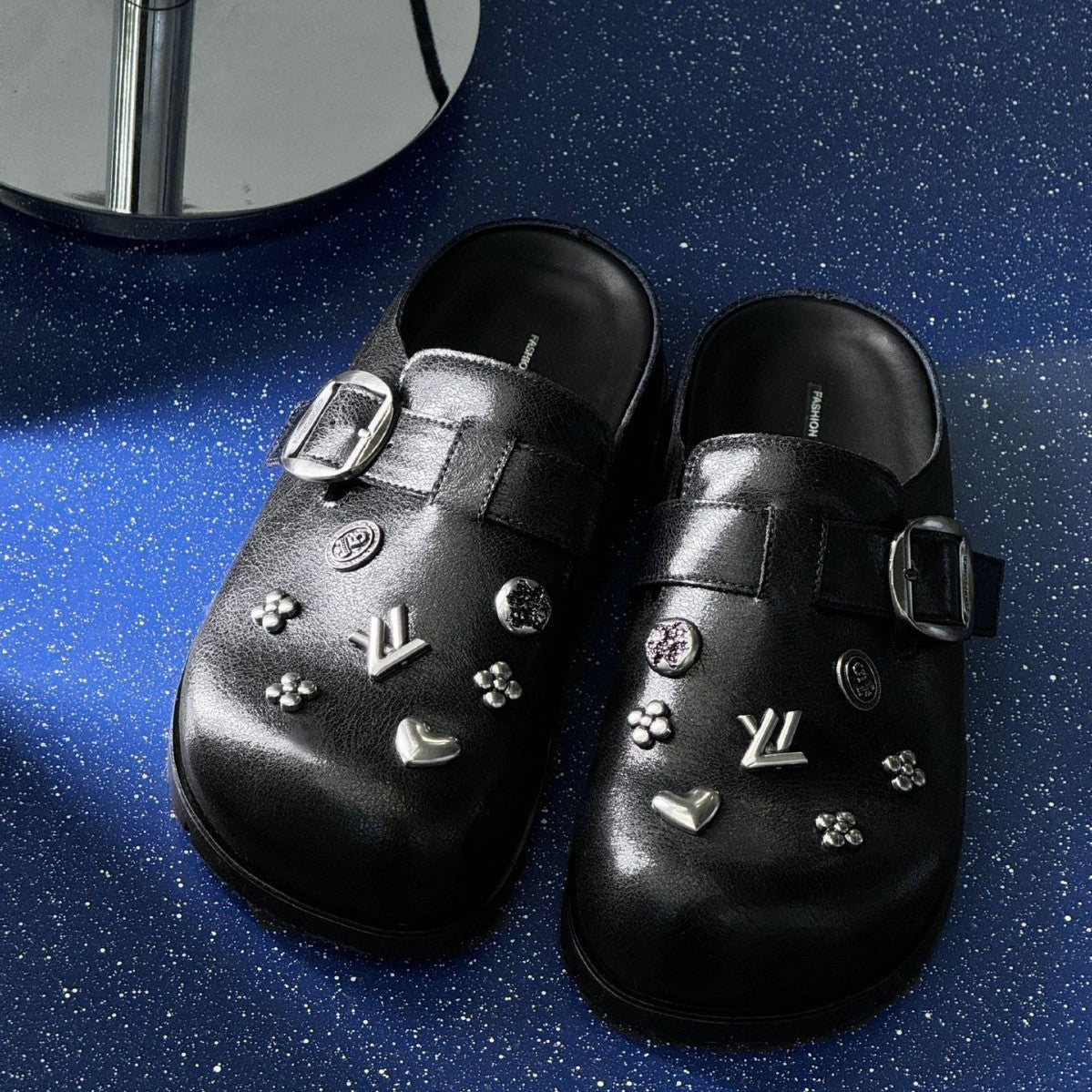 Women's Half Toe Cap Belt Buckle Flat Outer Wear Pumps Fashionable Thick-soles Slippers