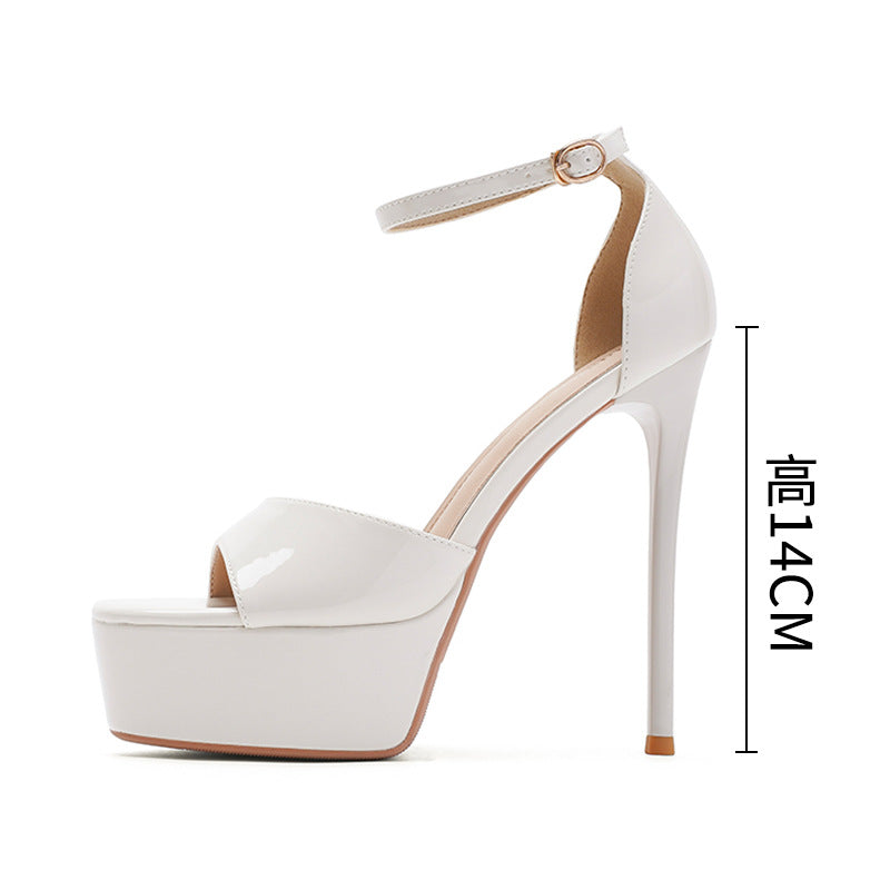 Women's Open Toe Breathable Square Stiletto Waterproof Platform High Heeled Sandals