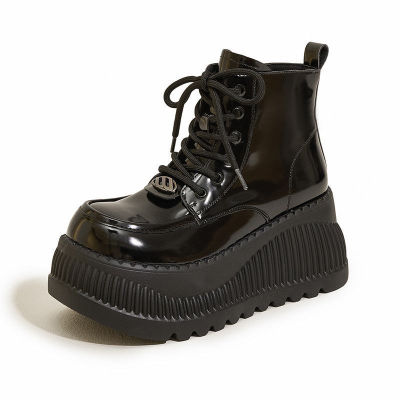 Women's Platform Martin Muffin Height Increasing Insole Small British Boots