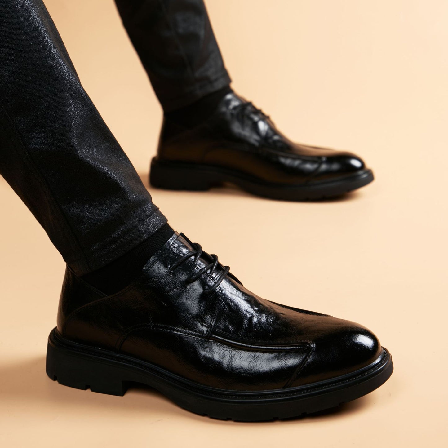 Men's Style Trendy Formal Height Increasing Insole Leather Shoes