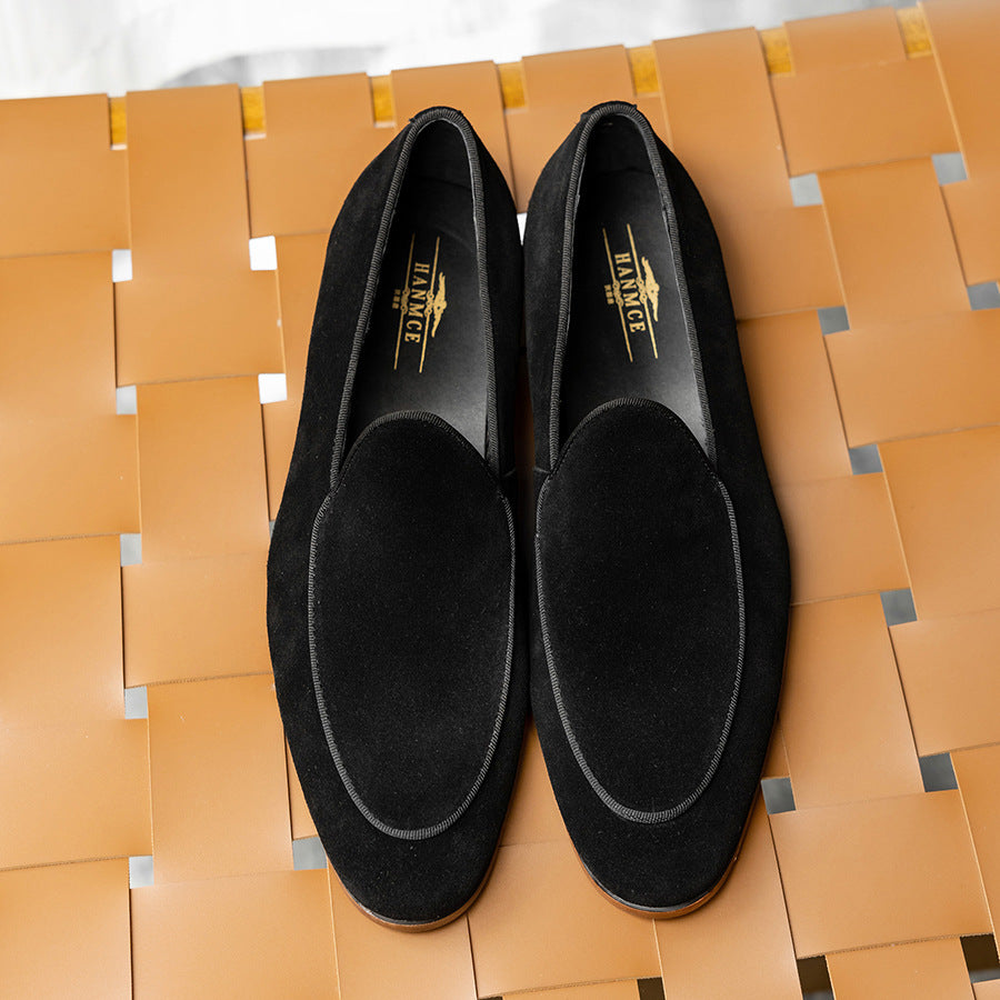 Men's Suede Flat Slip-on Pointed Soft Surface Loafers/doug Shoes