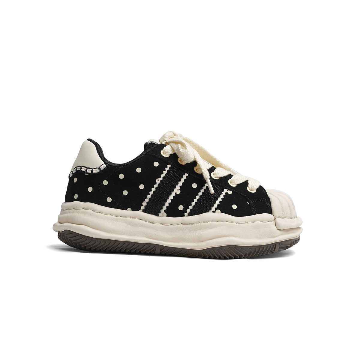 Toe Dissoed Polka Dot Niche Retro Suede Genuine Women's Casual Shoes
