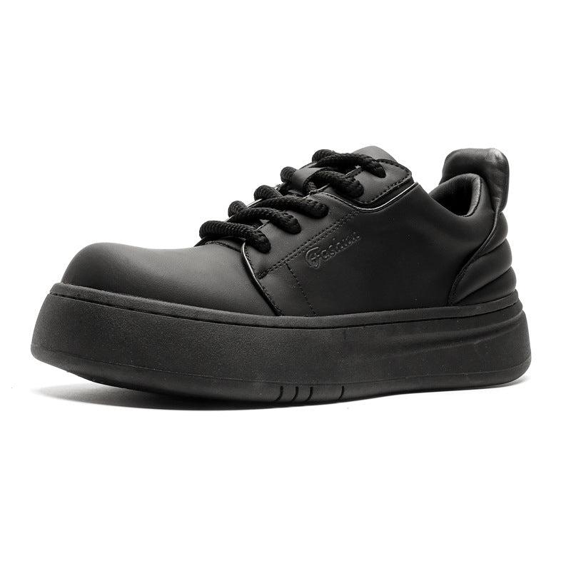 Men's Breathable Trendy High Sense Platform White Men's Casual Leather Shoes