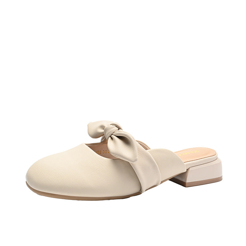 Bow Half Female Mule Go Out Sandals