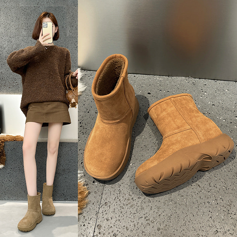 Women's Winter Fleece-lined Thickened Waterproof Minus Platform Ankle Women's Snow Boots