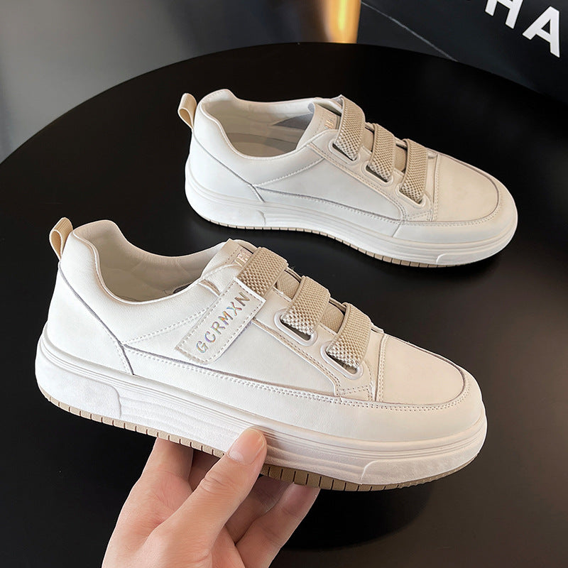 Women's Breathable One Pedal White Spring Genuine Sneakers