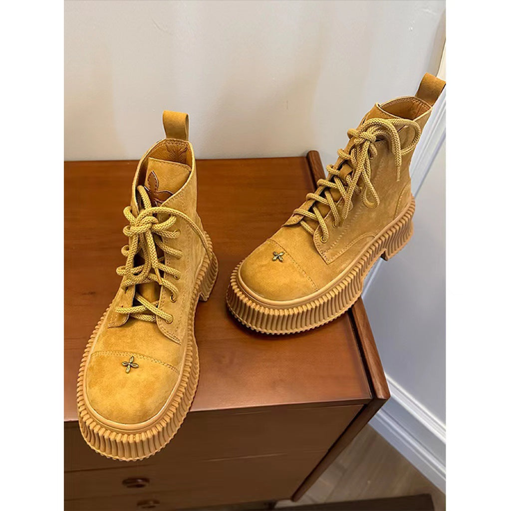 Women's Summer Thin British Style Genuine Chunky Booties Boots