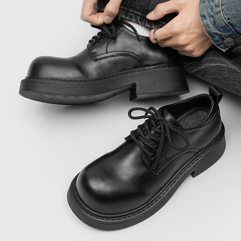 Fashion Derby Thick Bottom Increased Niche Men's Casual Leather Shoes