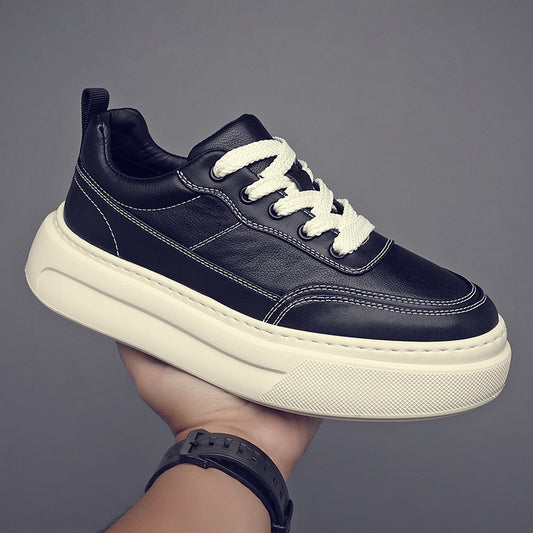 Men's Top Layer Cowhide Versatile Trendy Platform Men's Shoes