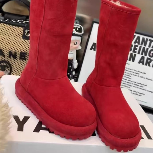 Women's Goods Thick-soled Long Winter Lamb Wool Women's Snow Boots