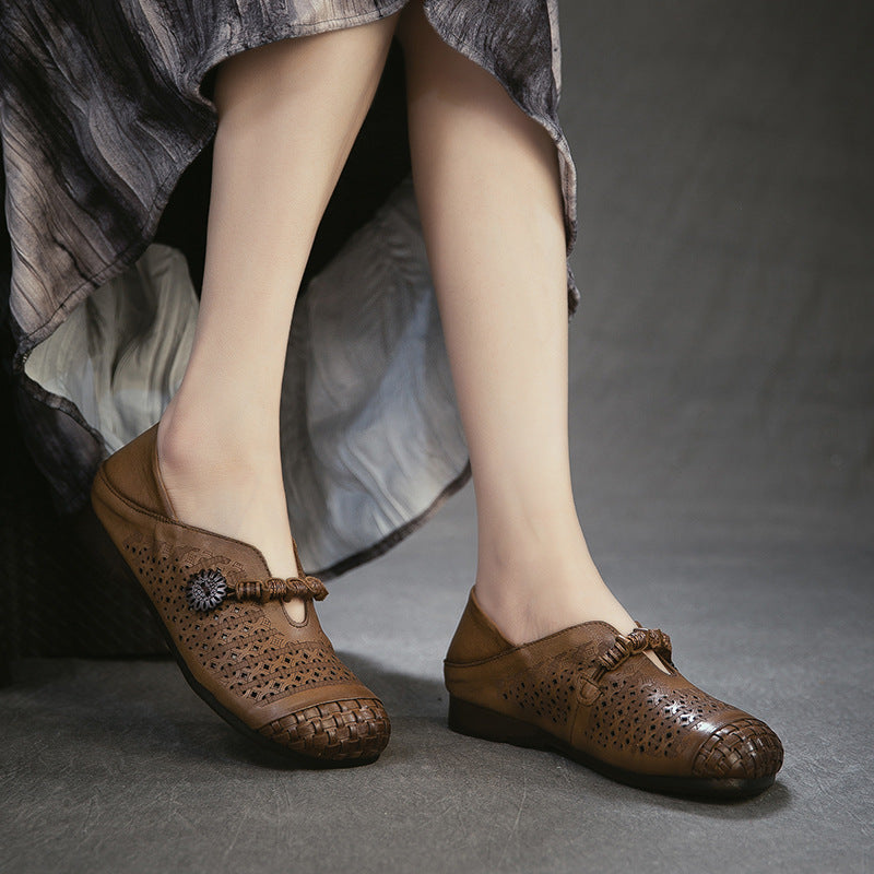 Classic Women's Retro Style Cowhide Comfortable Men's Shoes