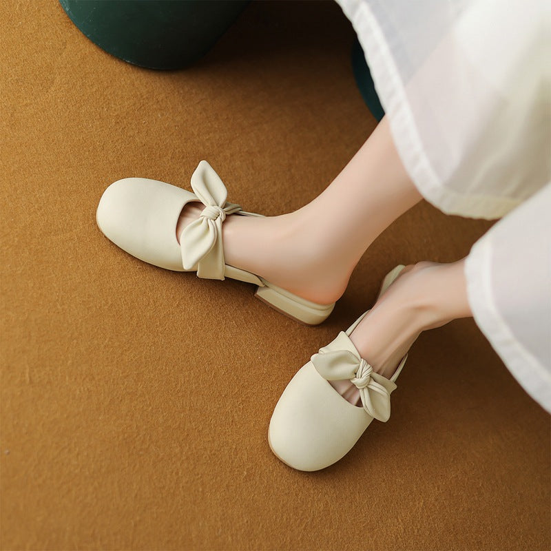 Bow Half Female Mule Go Out Sandals