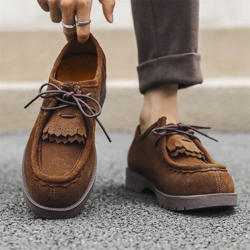 Men's Fashionable Korean Style Suede Skate British Leather Shoes