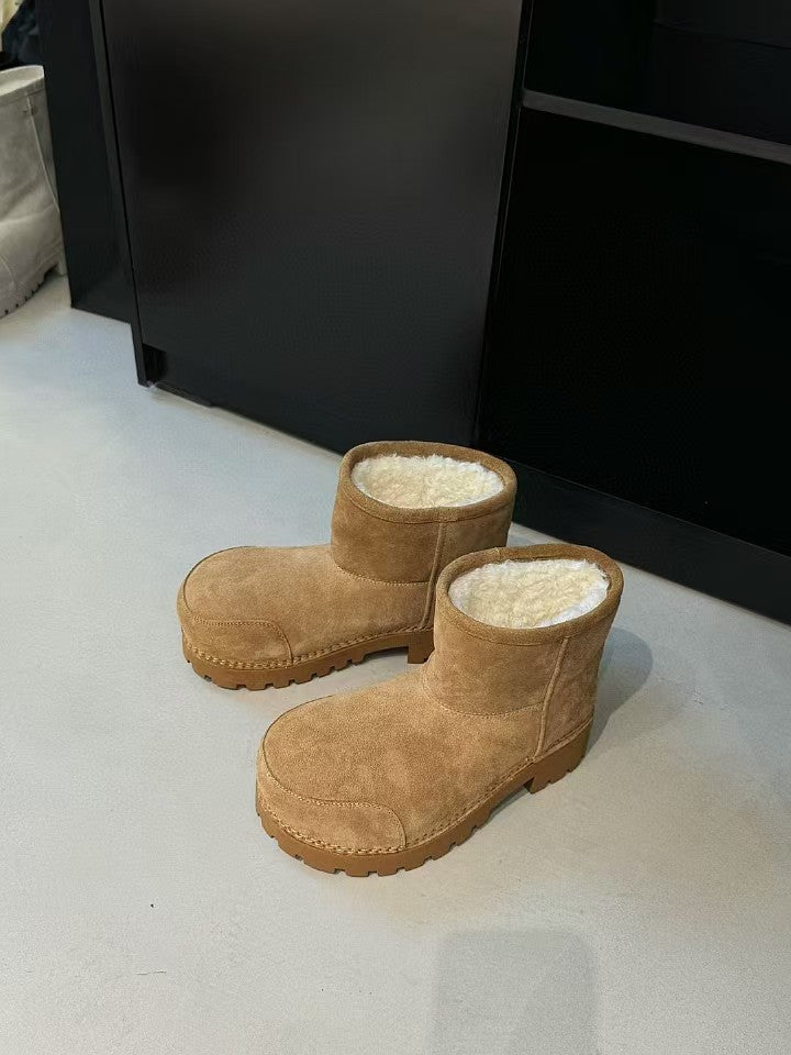 Women's Korean Fashion Platform Rubber Round Head Snow Boots