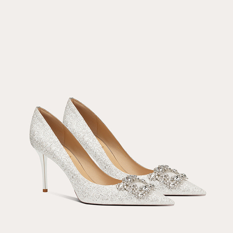 Women's Wear Not Tired Feet Crystal High Pointed Women's Fashion Shoes