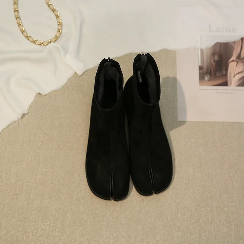 Women's Korean Style Niche Split Toe Skinny Short For Chunky Rear Boots
