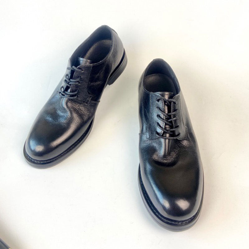 Men's Wear Lace Up Breathable Retro Grip Pattern Derby Groom Men's Business Leather Shoes