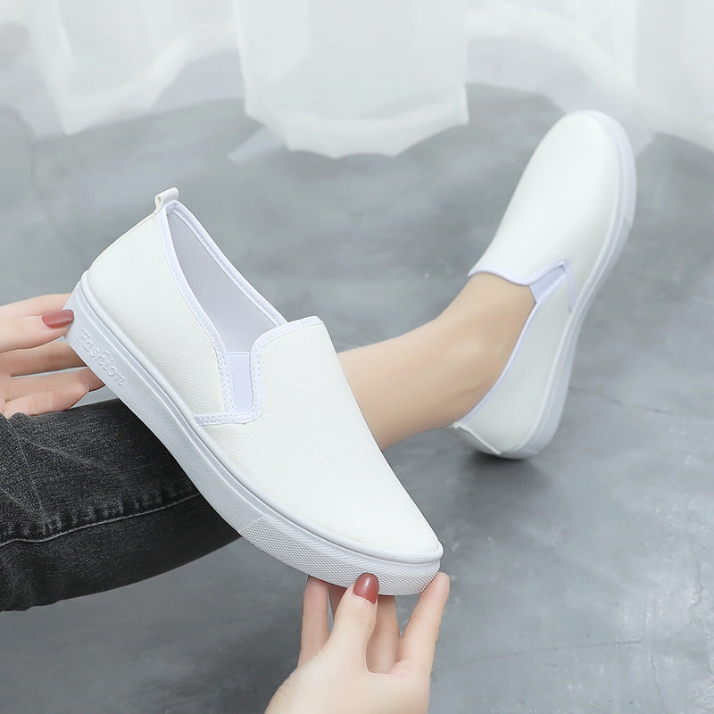 Women's Style White Flat Surface Slip-on Comfortable Casual Shoes