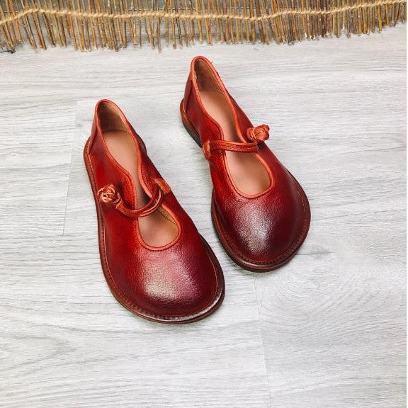 Women's Authentic Low Spring Cowhide Single-layer One-word Women's Casual Shoes