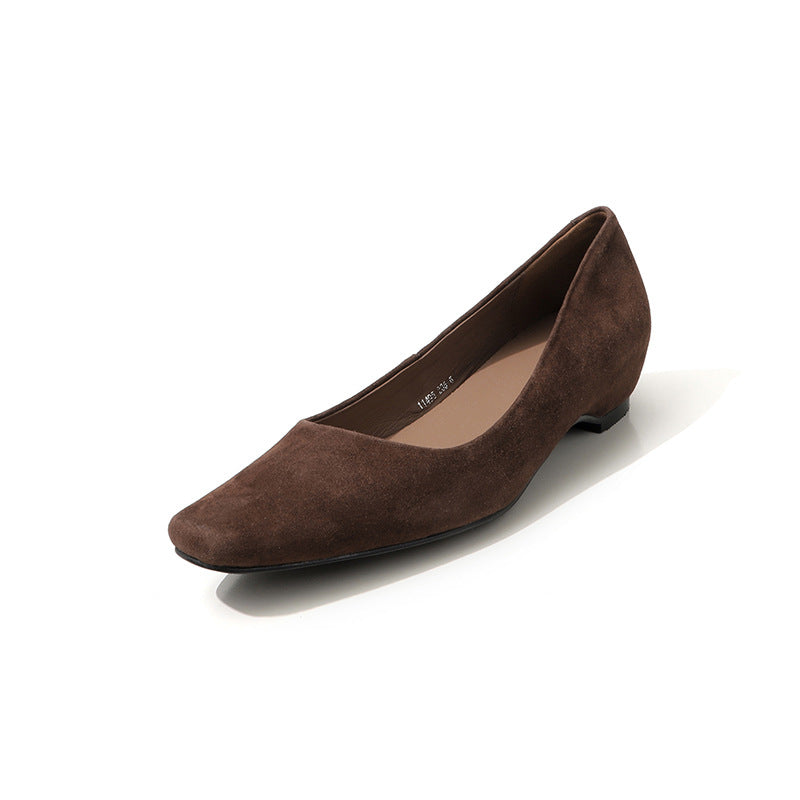 Women's Retro Simple Square Toe Wedge Flat For Low-cut Slip-on Commute Women's Fashion Shoes