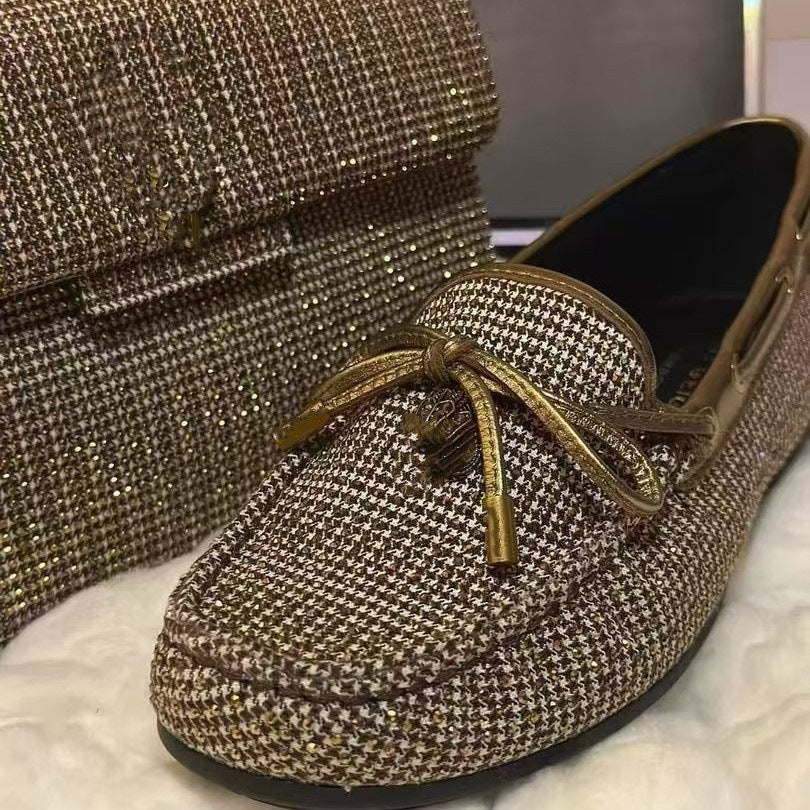 Women's Pump Flat Bowknot Eagle Buckle Large Women's Fashion Shoes