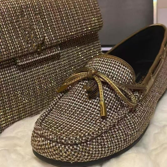 Women's Pump Flat Bowknot Eagle Buckle Large Women's Fashion Shoes