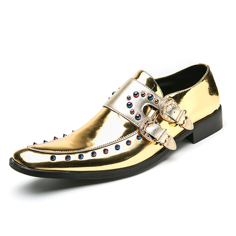 Men's Enchantress Chelsea Gold Pointed Plus Size Leather Shoes