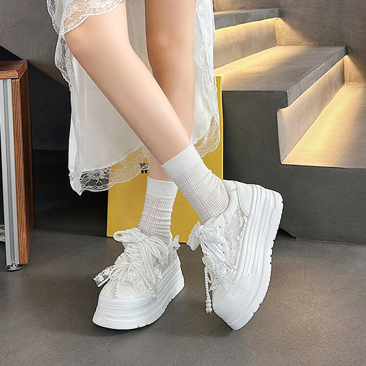 Women's Platform Heightened Easy Wear Soft Bottom Mesh Sneakers