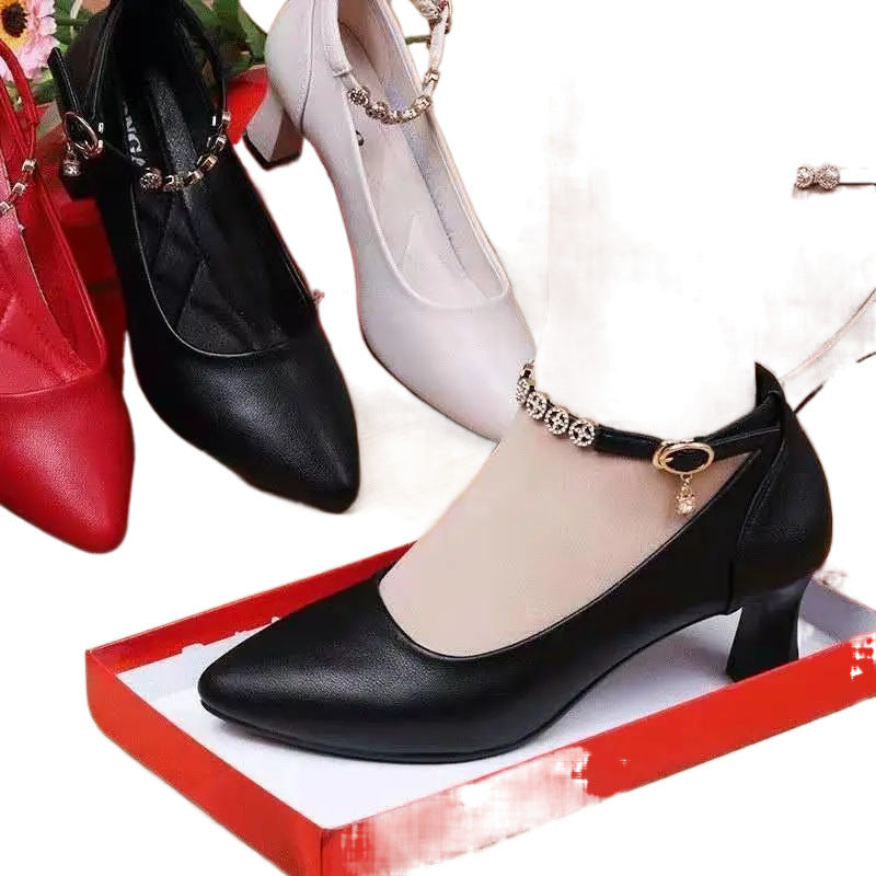 Women's & Men's Chunky Round Toe Pumps Comfortable Genuine Women's Shoes