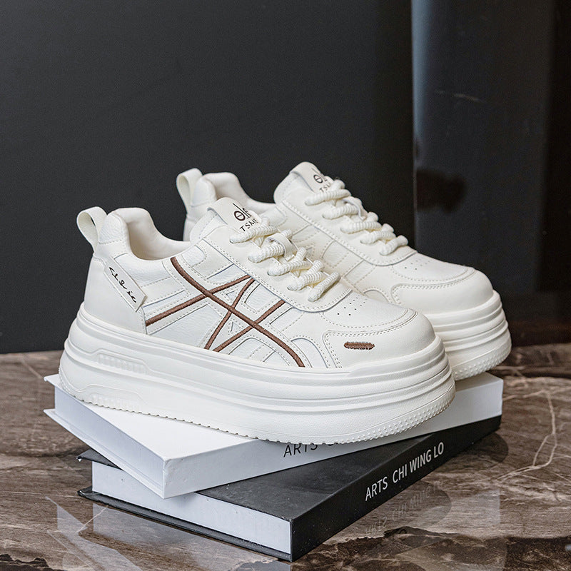 Women's Spring Platform Korean Style Lightweight Versatile White Large Men's Shoes