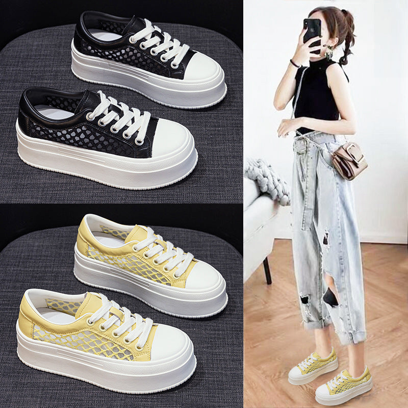 Women's Mesh Breathable Platform Elevator Wild Sports Casual Shoes