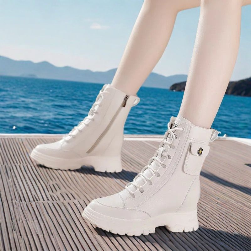 Women's Hight Increasing Martin Korean Lightweight Fashion Women's Leather Boots