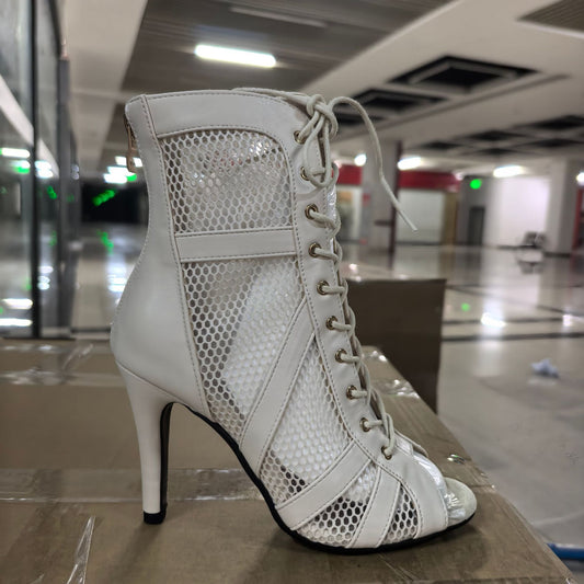 Women's Mesh Hollow Jazz Dance High Peep Toe Dancing Women's Fashion Shoes