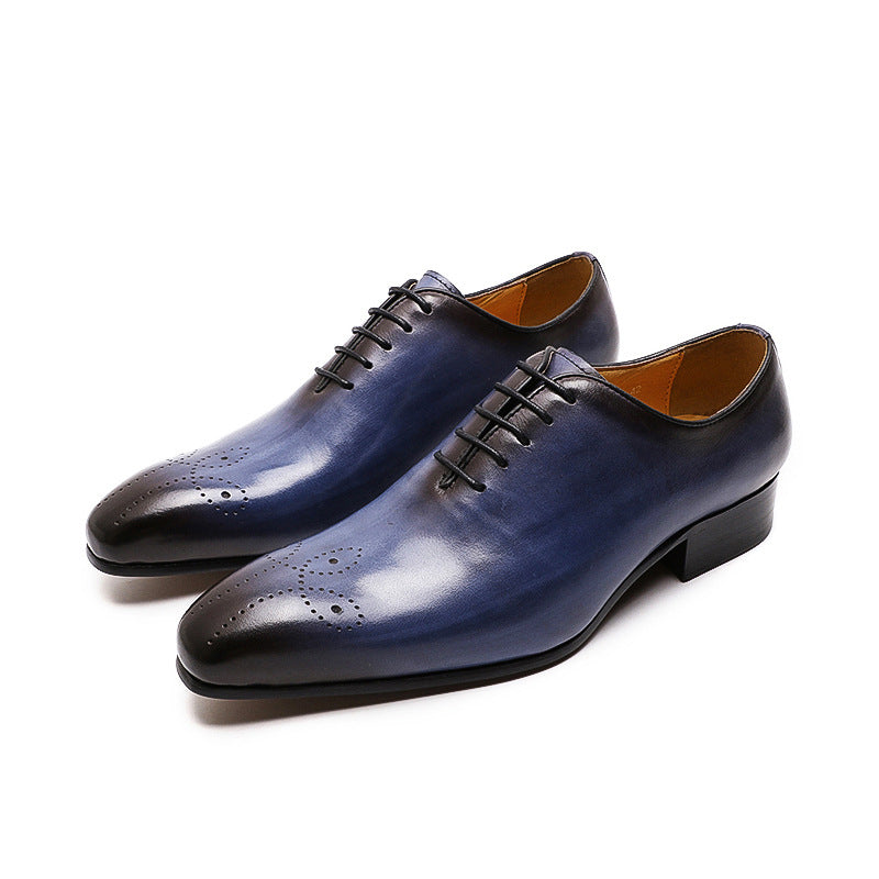Men's Hand-rub Color Genuine Pointed Toe Business Leather Shoes
